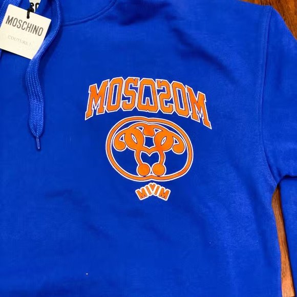 Moschino Blue Graphic Cotton Hooded Sweatshirt - Picture 6 of 9